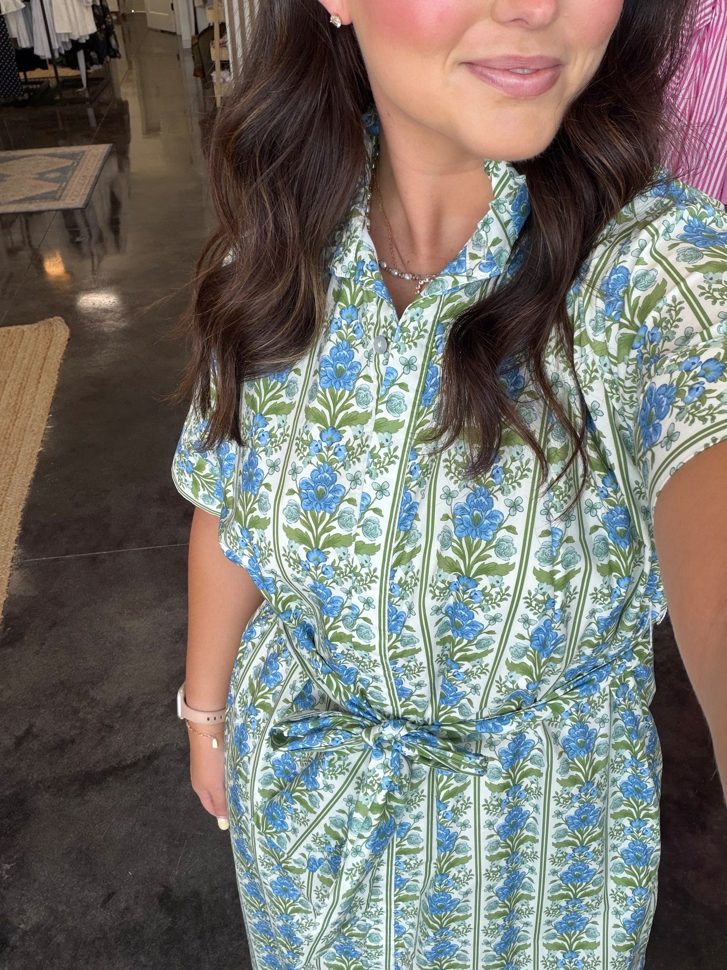 blue floral gala dress