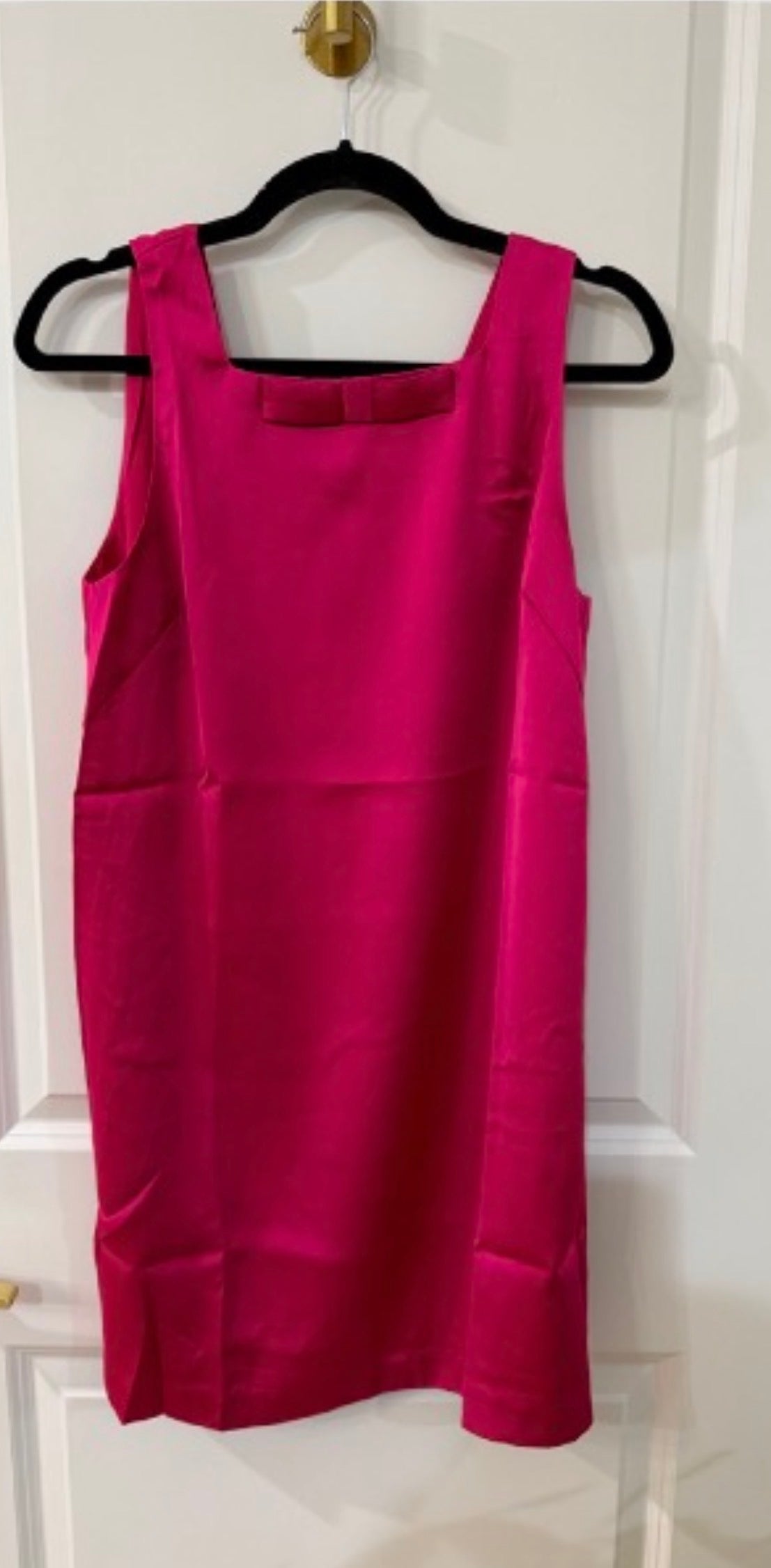 fuchsia bow detail satin mini dress