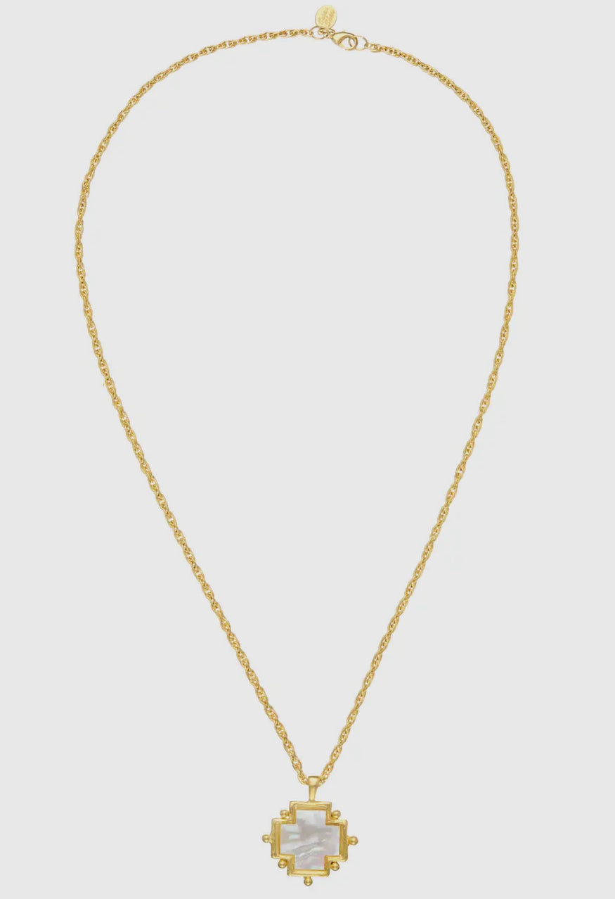 Mother of Pearl Cross Long Necklace - Susan Shaw