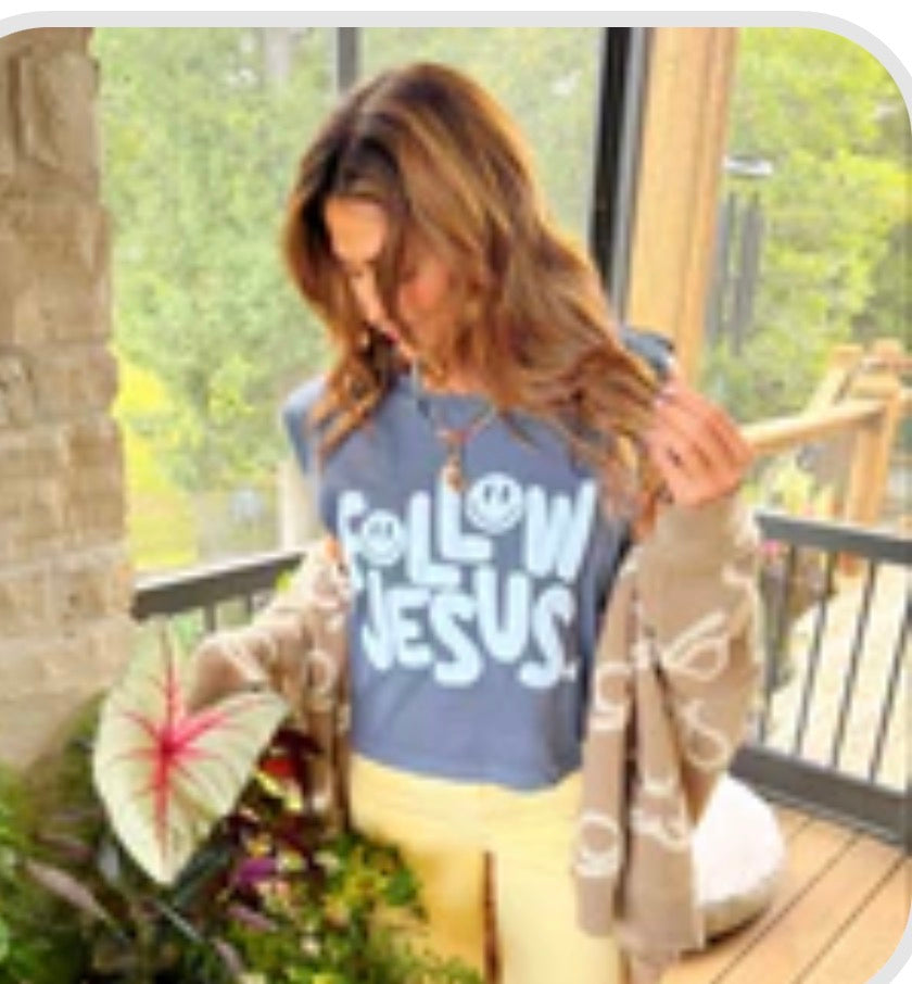 Smiley Follow Jesus puff tank