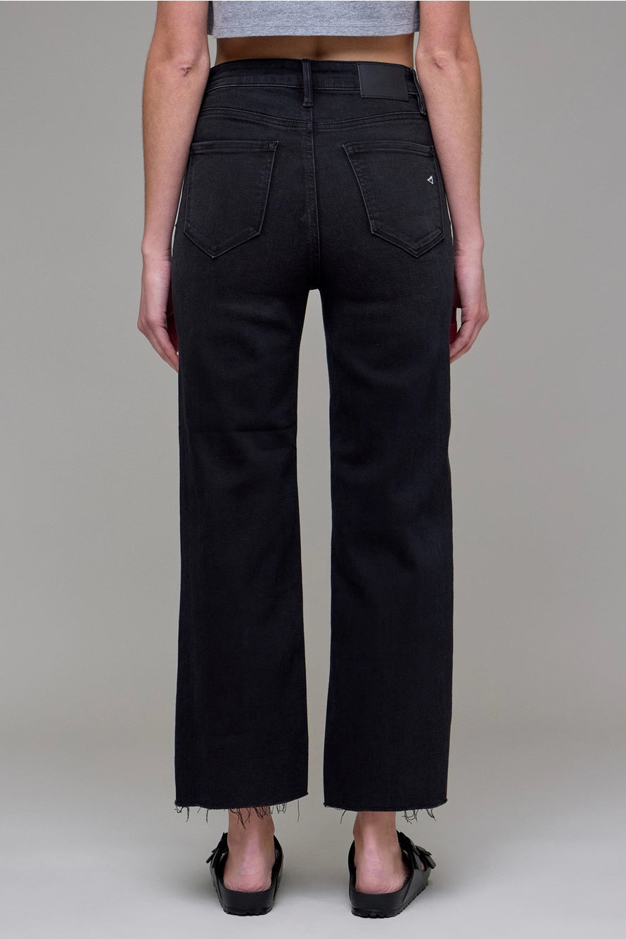 HIDDEN tracey 27" Inseam high waist straight jeans - blk