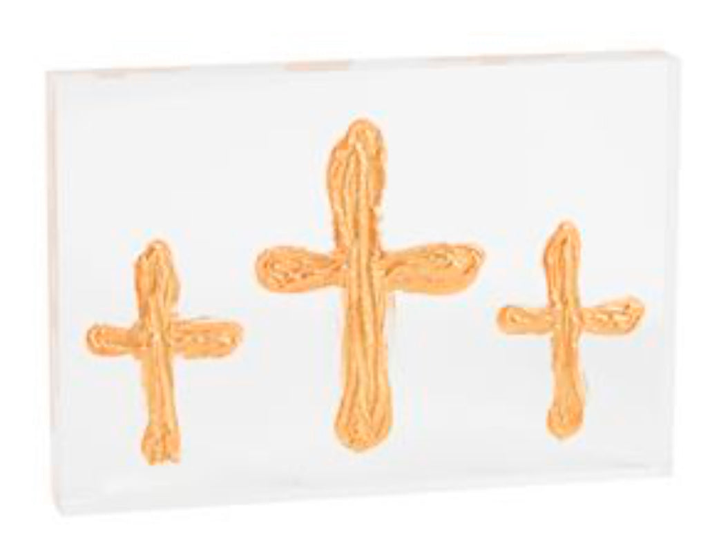 TRIPLE ACRYLIC CROSS PLAQUE