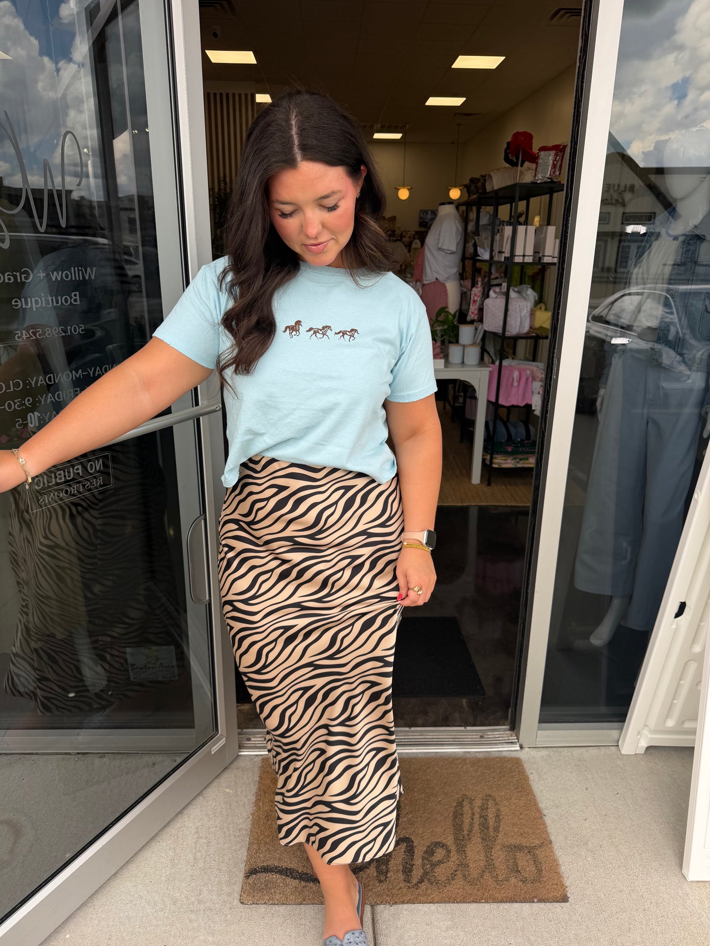 ZEBRA SATIN SKIRT