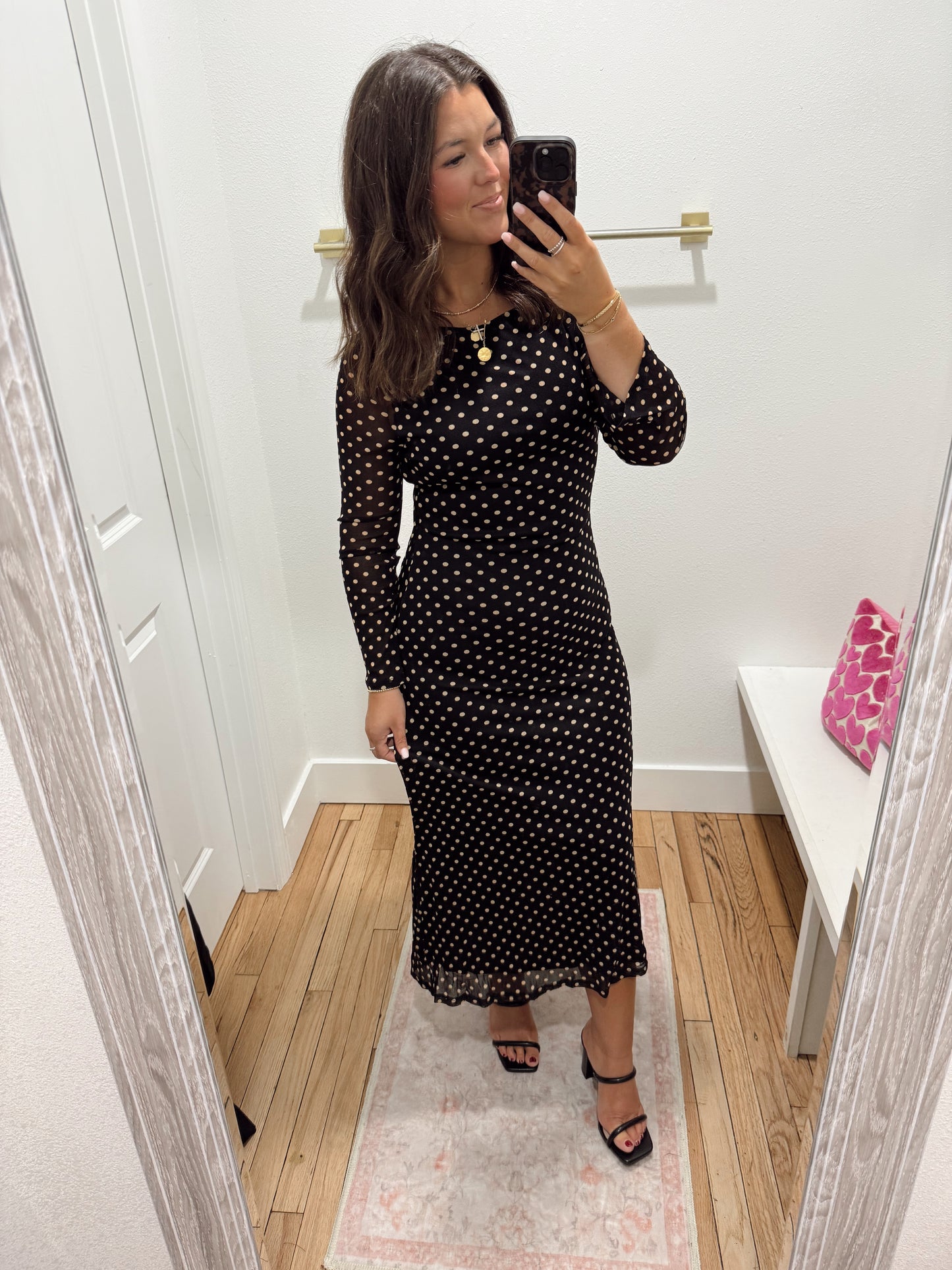 black polka dot maxi dress