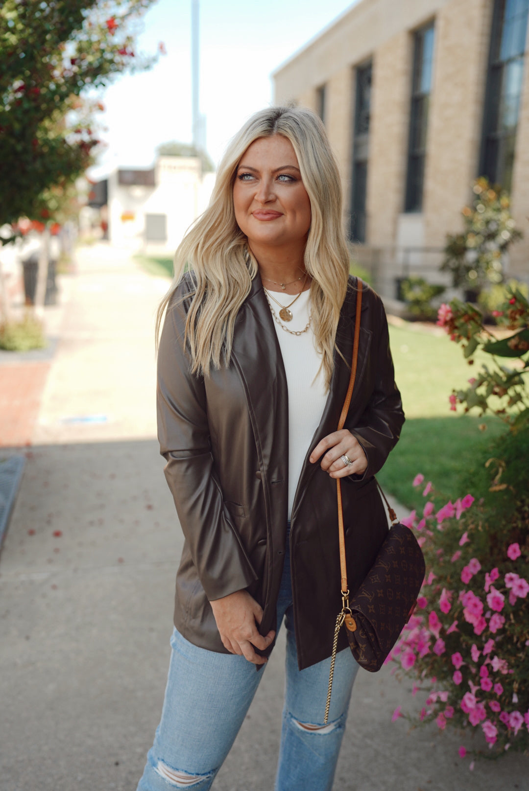 leather chocolate blazer