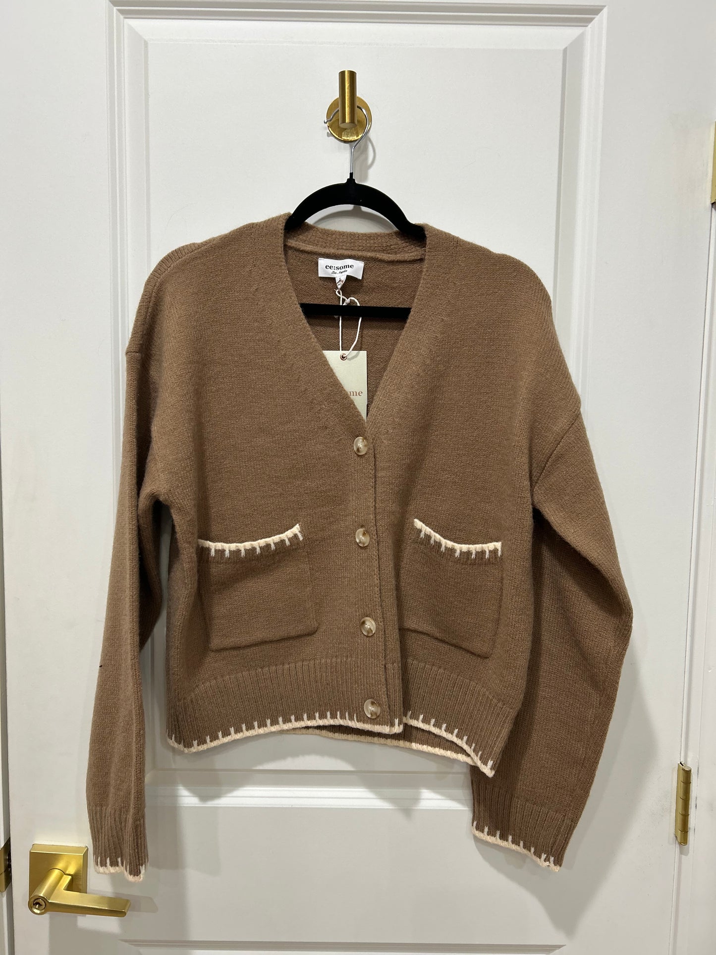 whipstitch long sleeve cardigan