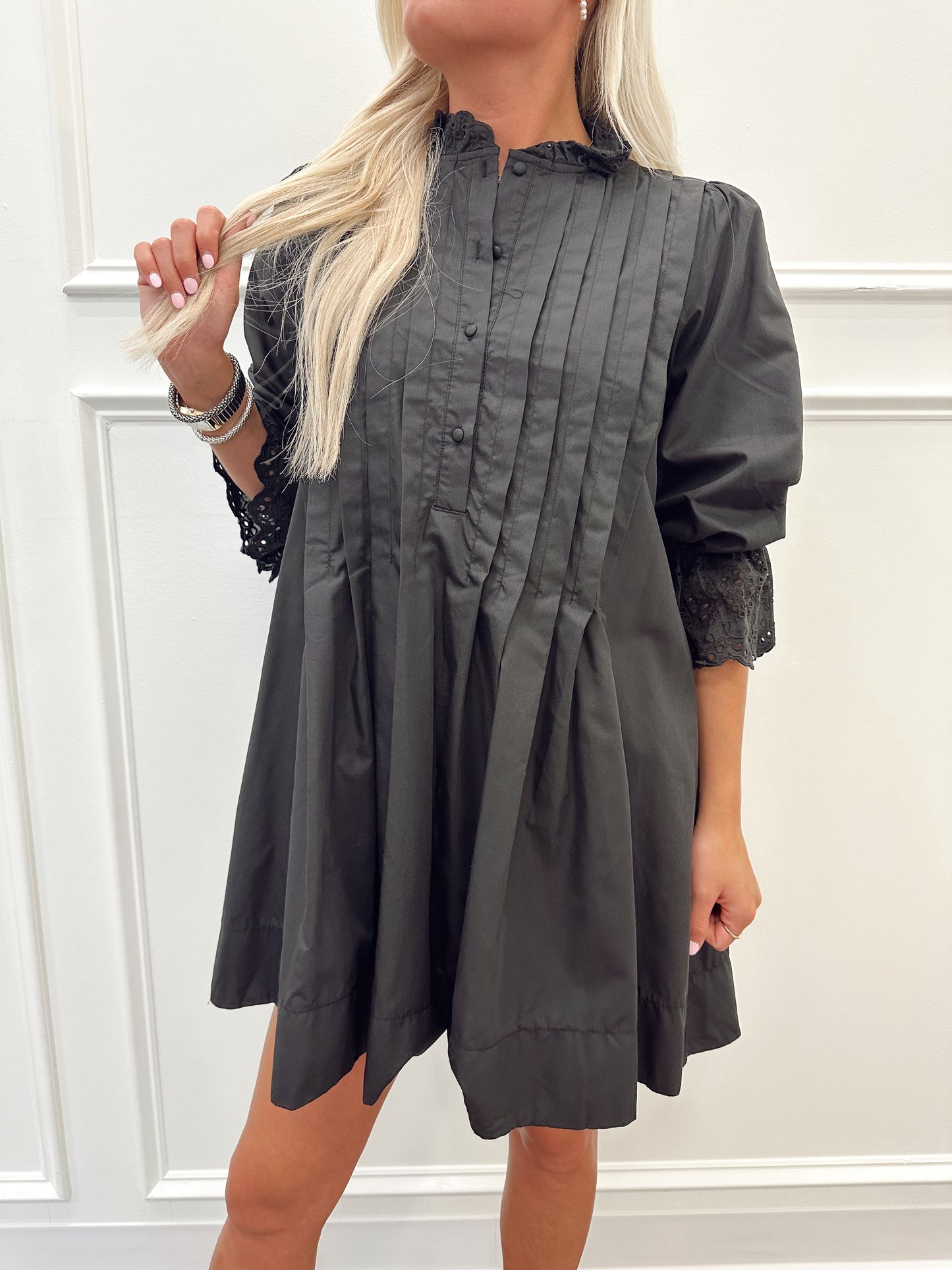 Blakely Eyelet Black Mini Dress