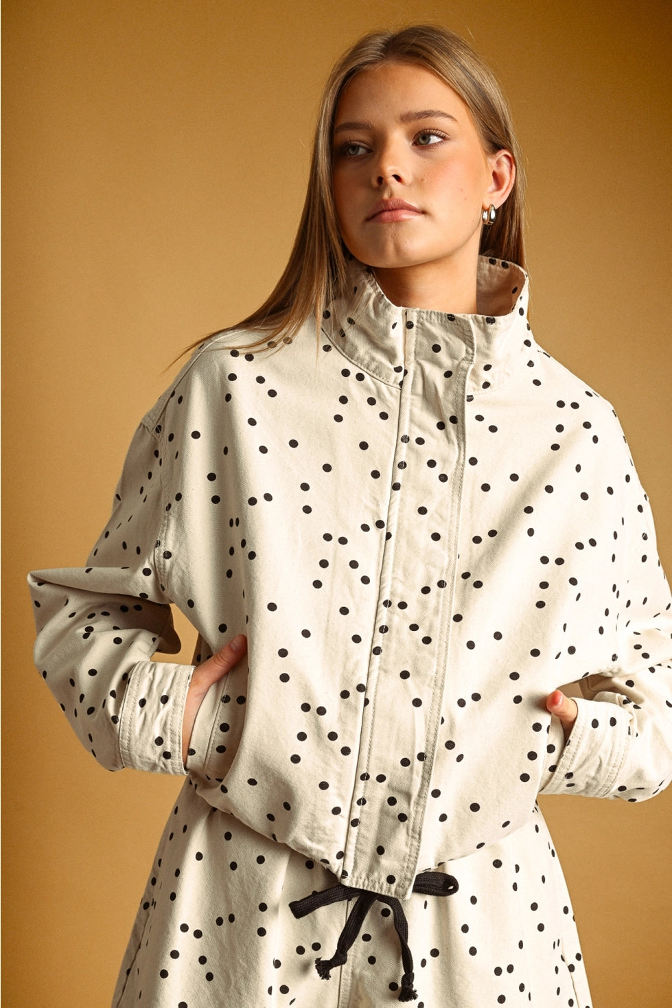 Polka Dot High Neck Jacket
