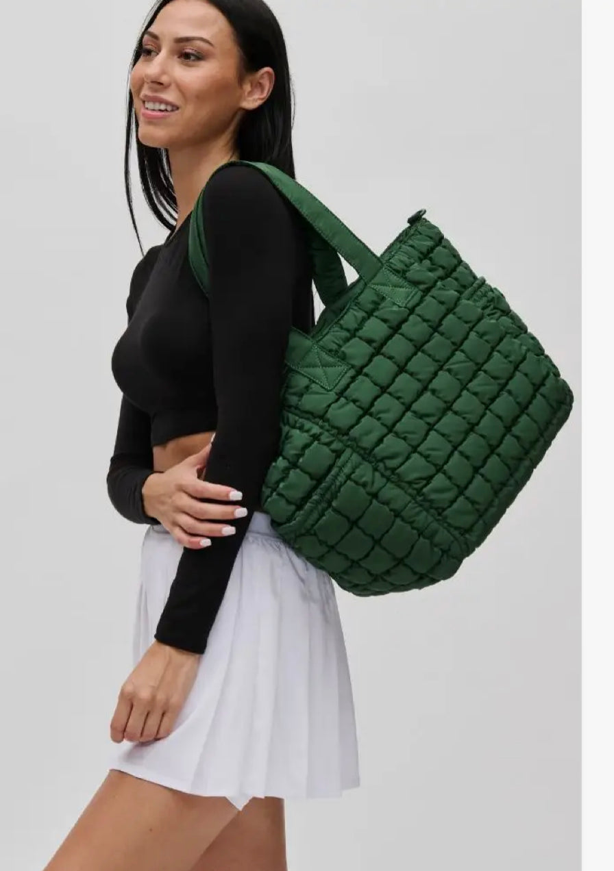 Dreamer - Quilted Nylon Tote in Emerald by Sol and Selene