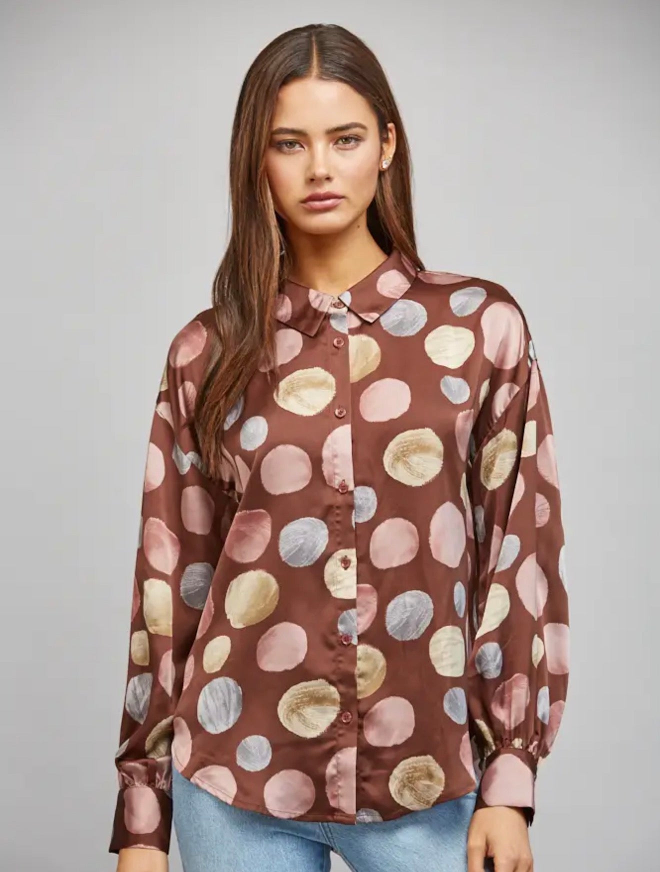 polka dot silk blouse