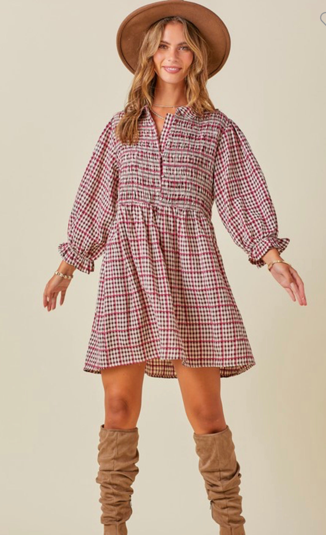 Wine Not Plaid Dress