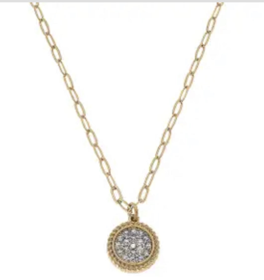 Corine Pave Disc Necklace