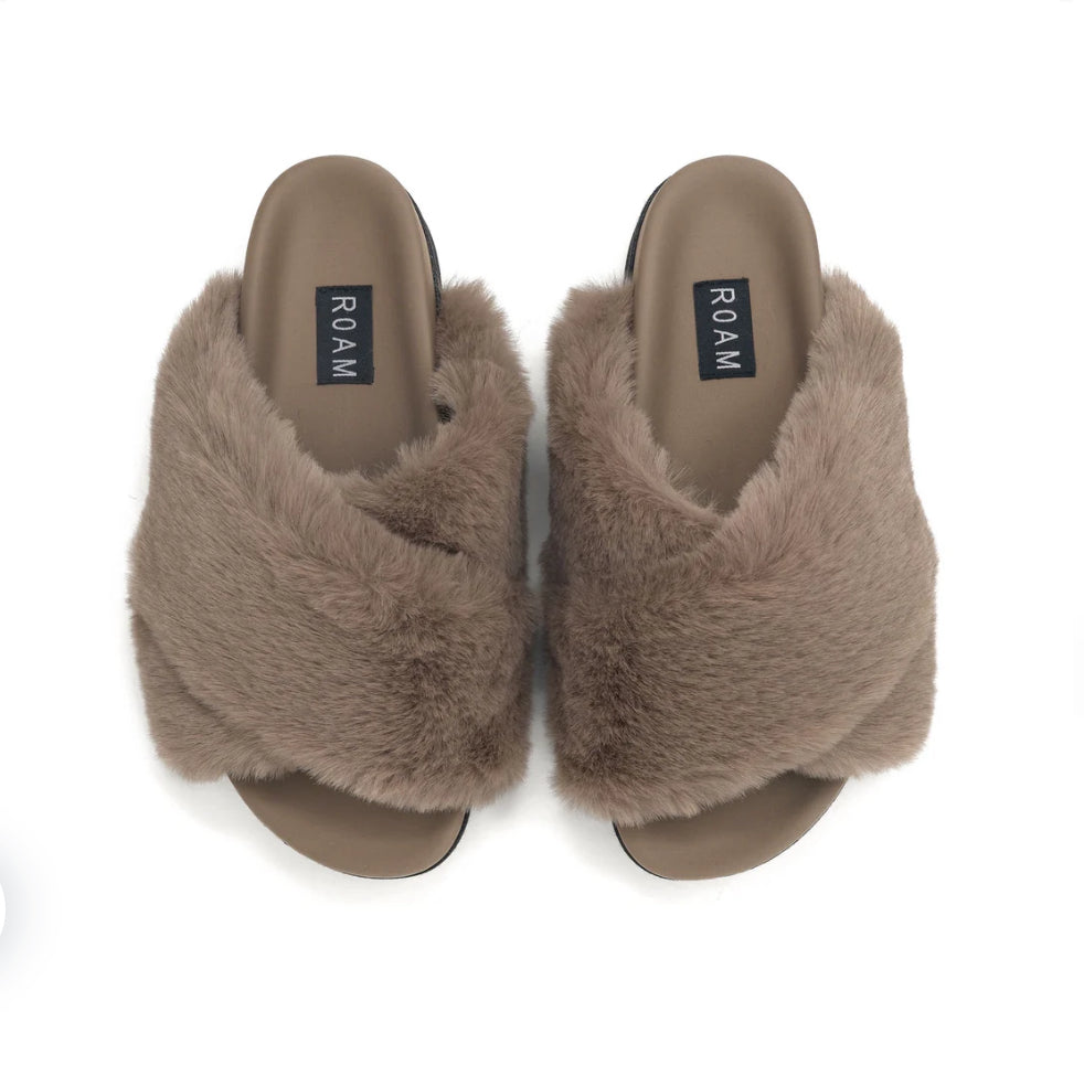 ROAM CLOUD SLIPPERS NUDE TONAL FAUX FUR