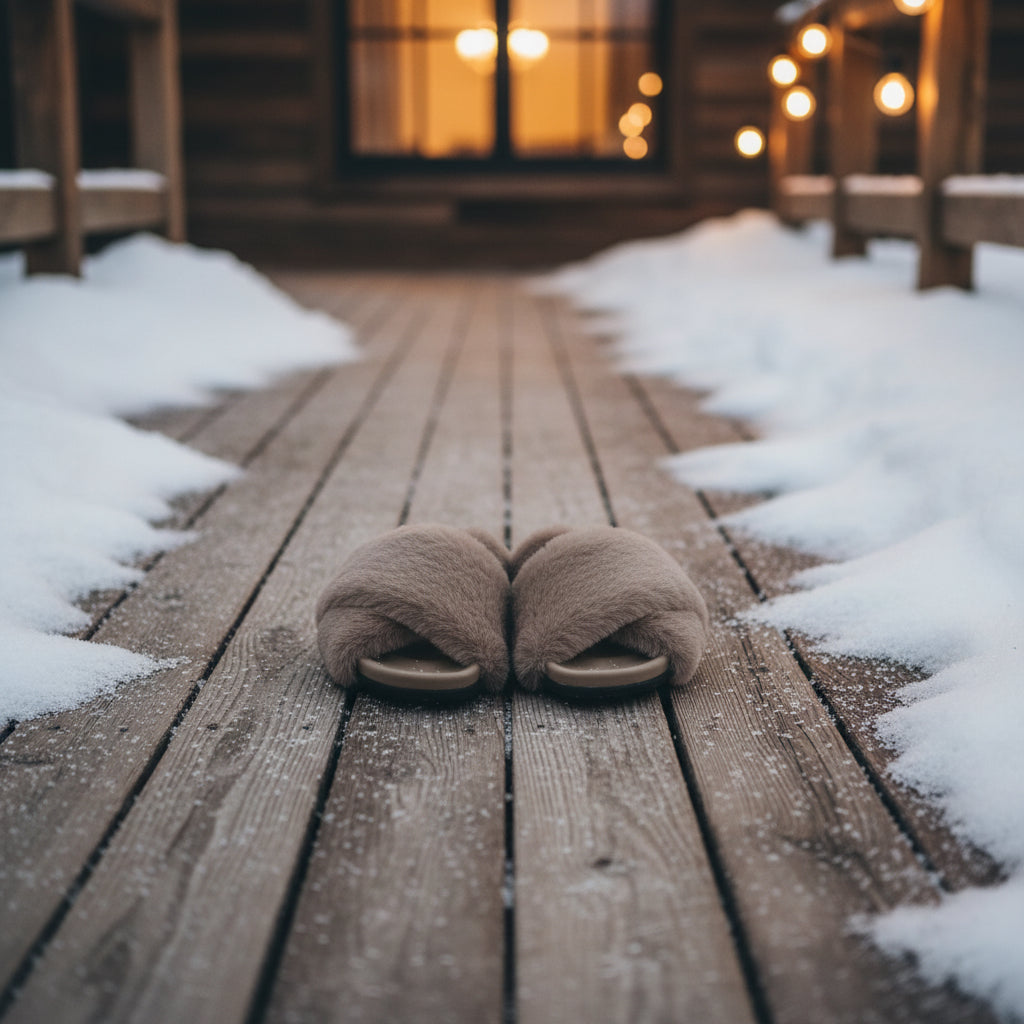 ROAM CLOUD SLIPPERS NUDE TONAL FAUX FUR