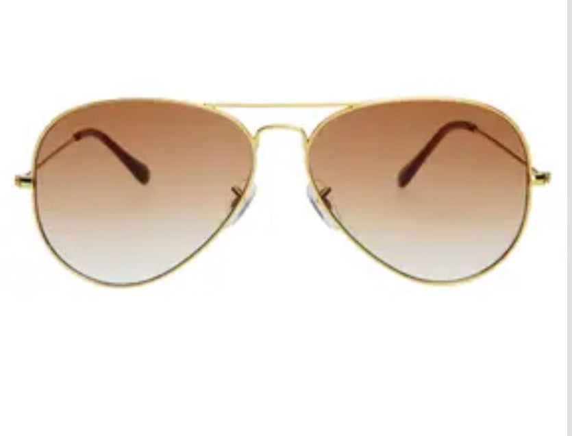 Morgan Large Unisex Aviator Sunglasses Gold / Brown