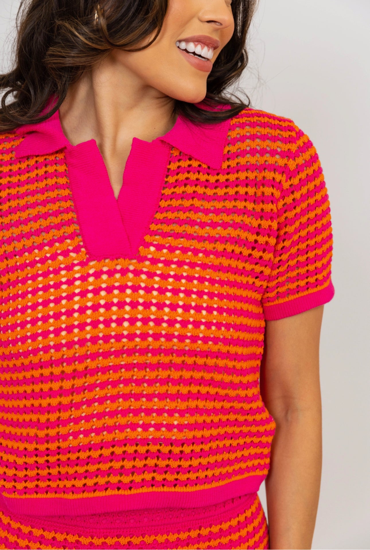 Color Block Crochet Vneck Top by KARLIE *was $60 final sale