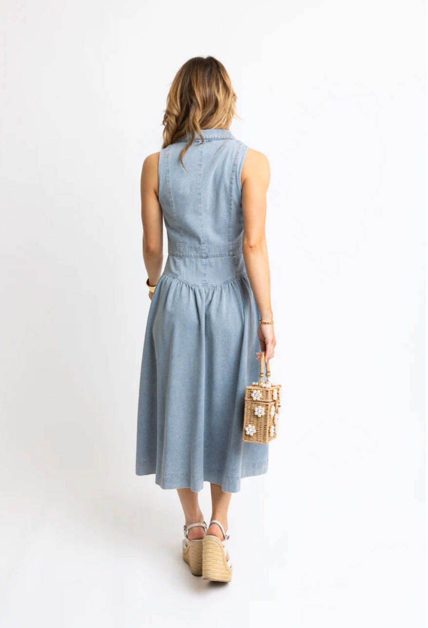Denim 80s maxi shirt dress by KARLIE