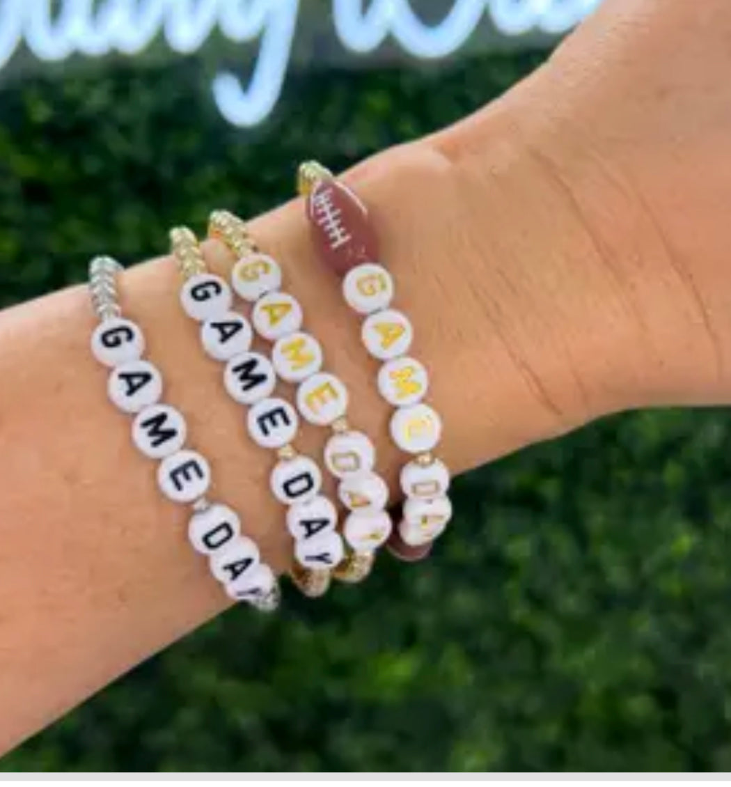 Game Day Gold Lettering bracelet with football