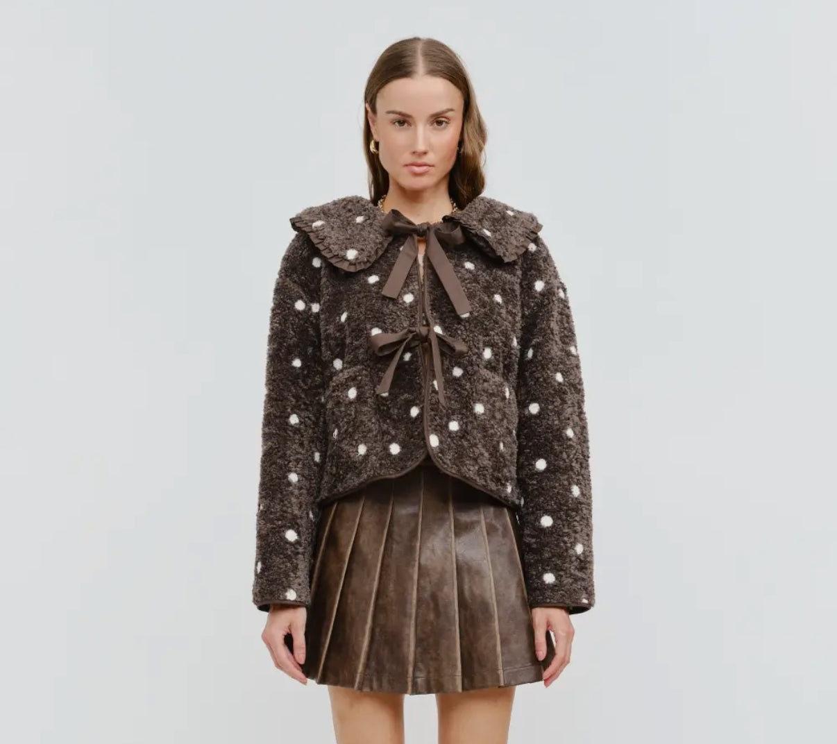 Jeanie fur polka dot jacket (2 colors)