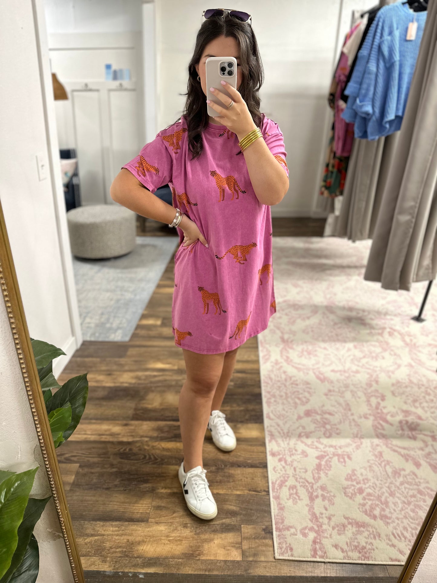 Magenta leopard tshirt dress