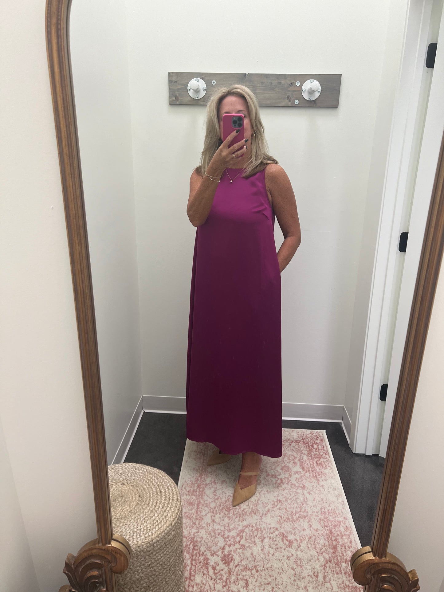 orchid satin maxi dress
