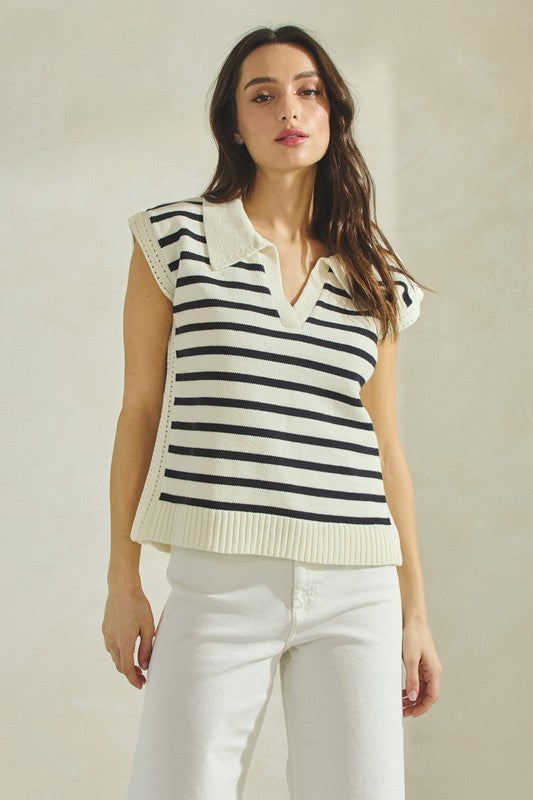 Stripe dark navy and white sweater