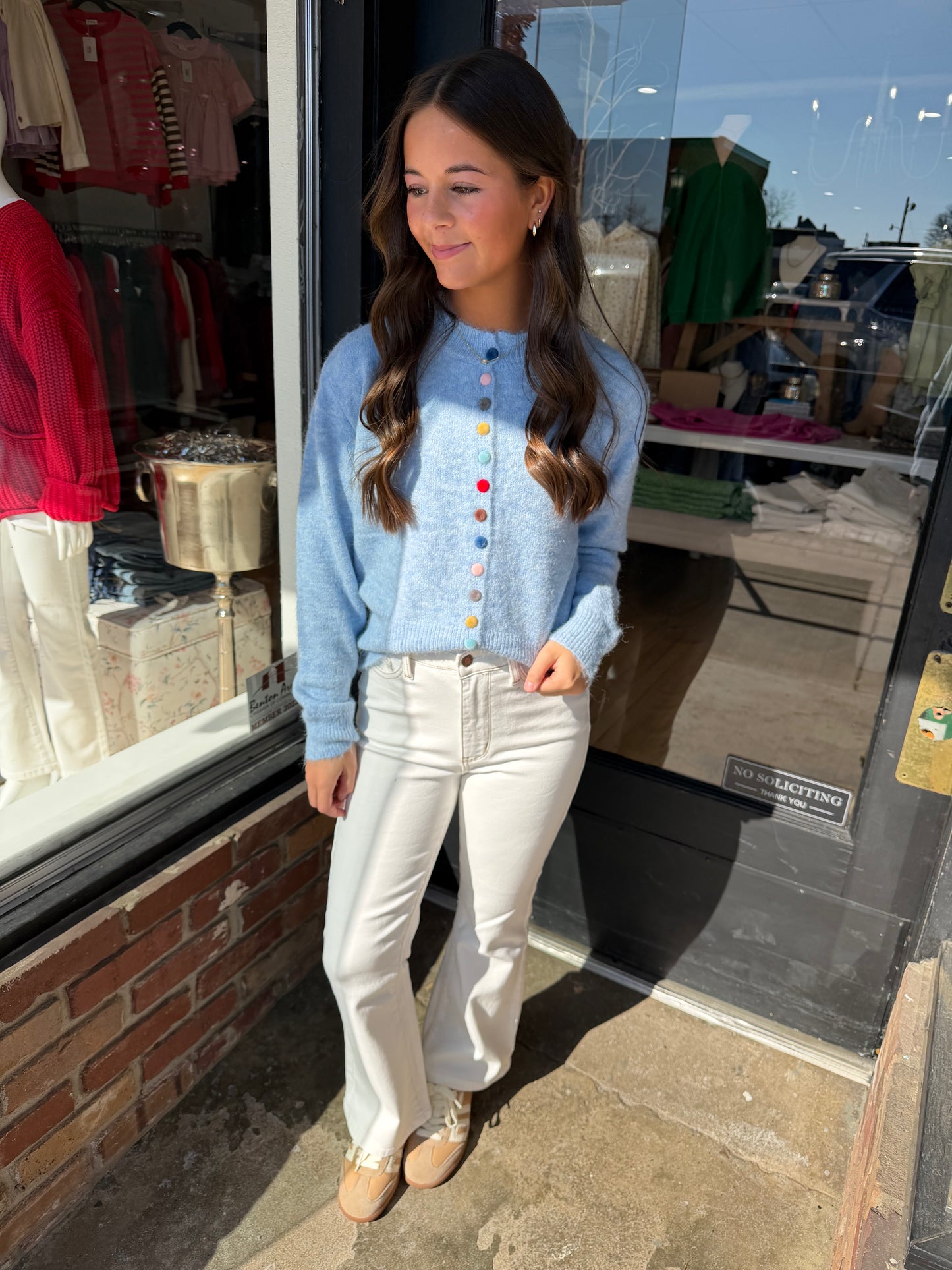 Sky blue button cardigan