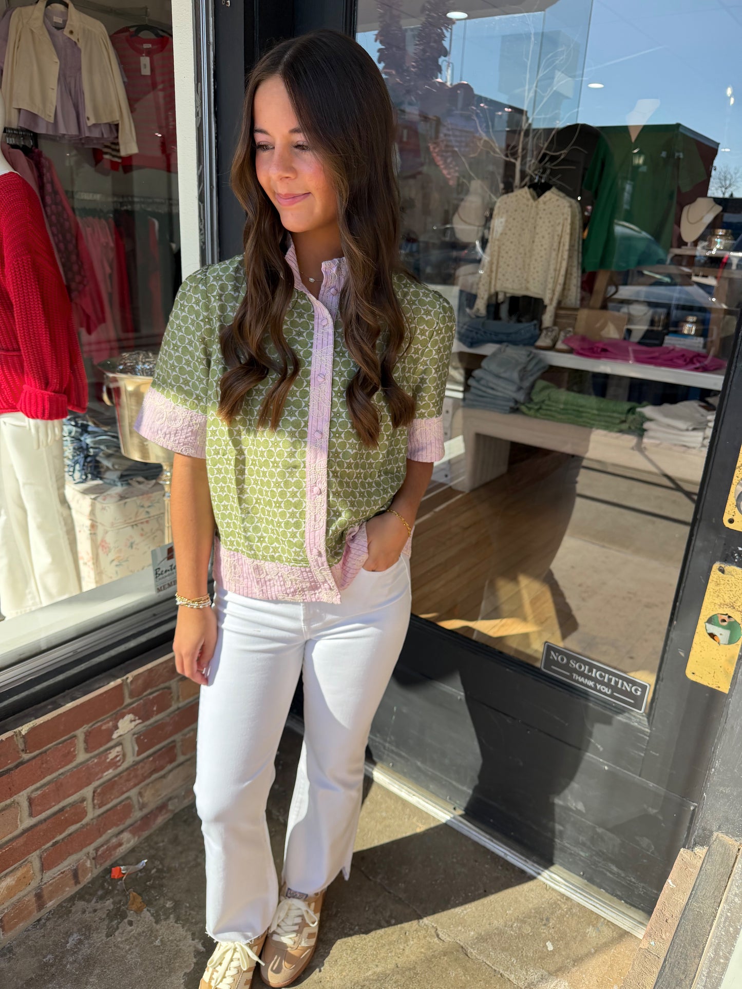 Mixed print floral blouse