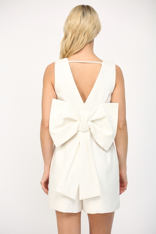 square neck bow back romper