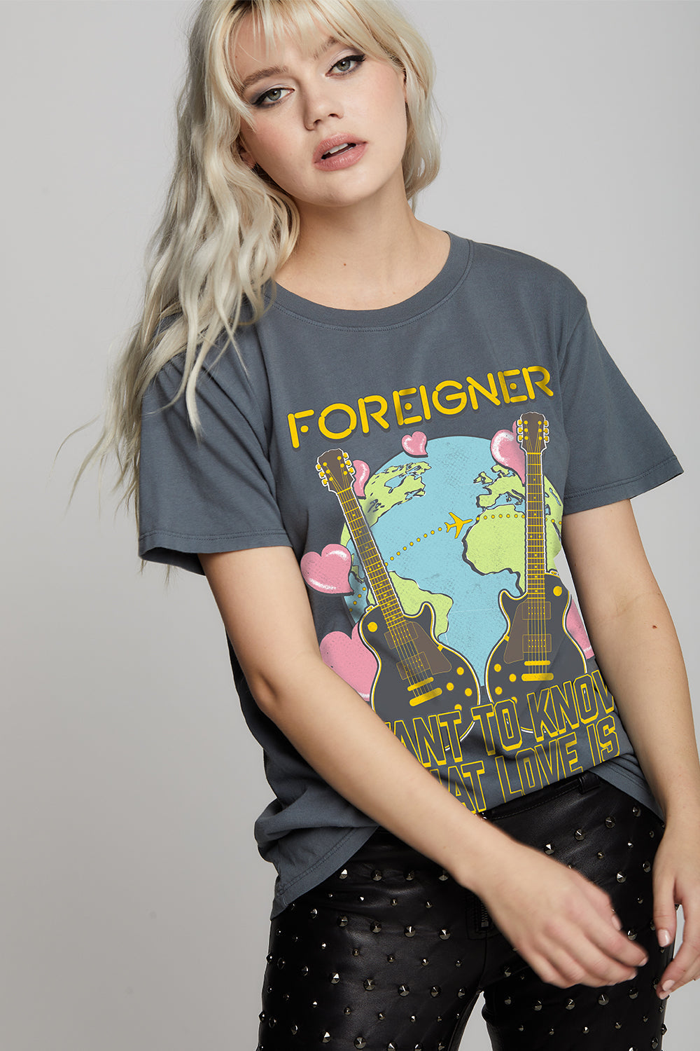 foreigner grey oversized graphic tee