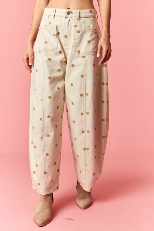 Tan polka dot jean