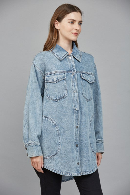 Light blue denim shacket