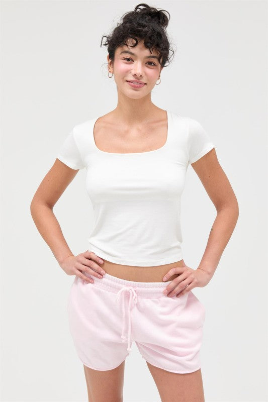 off white scoop square neck top