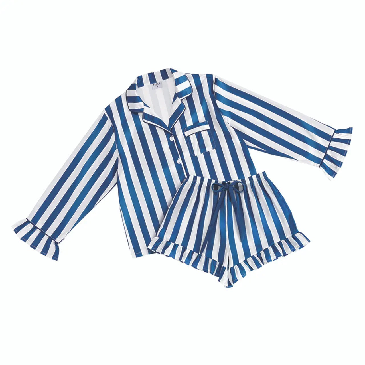 Blue stripe pj short set