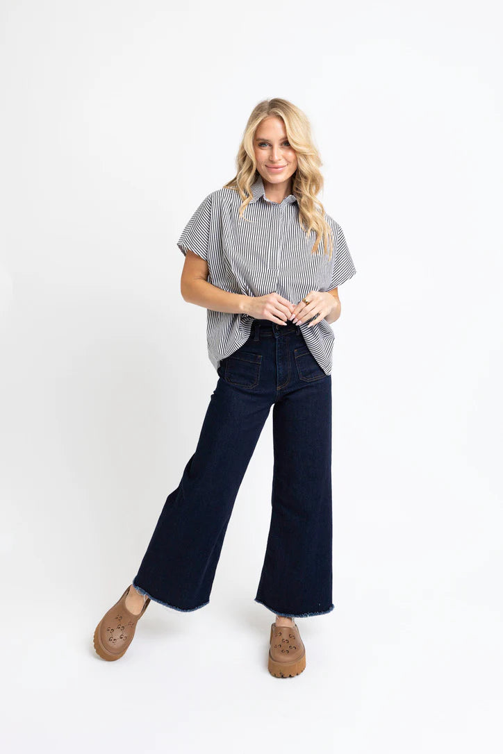 stripe signature vneck collar top KARLIE