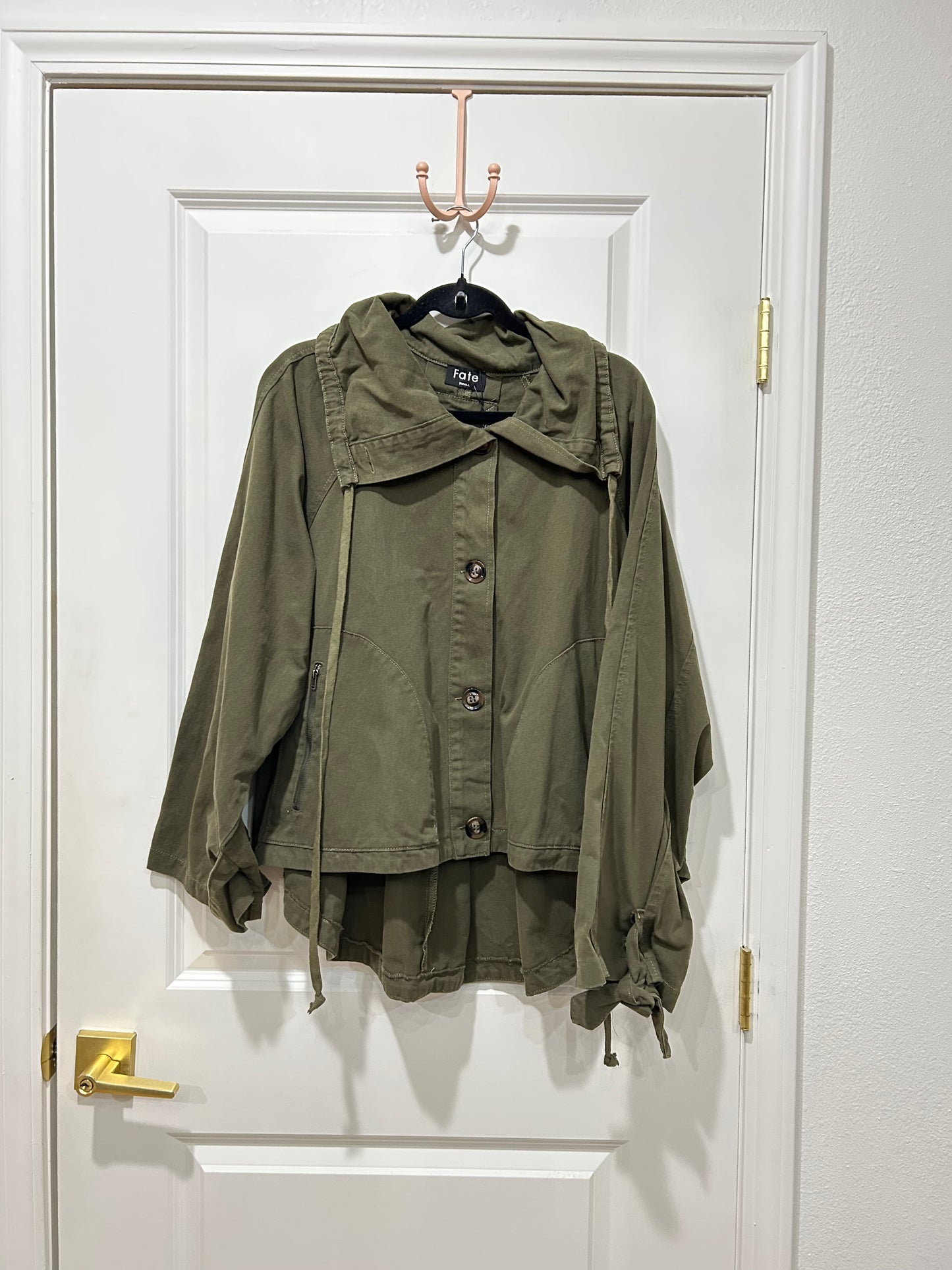 hemline olive washed jacket