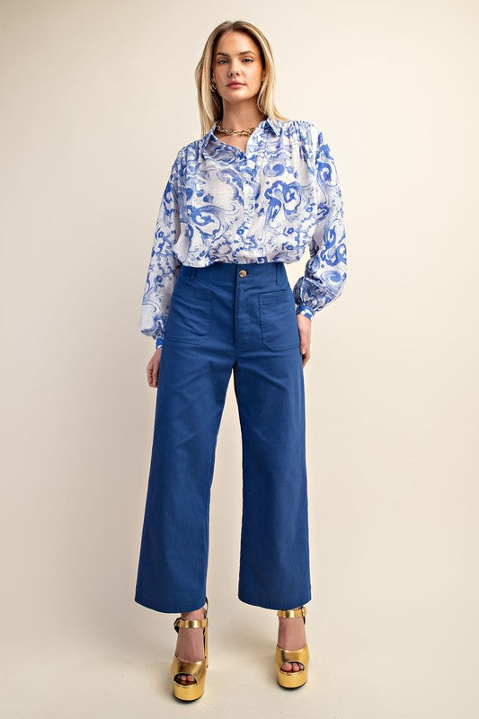 royal blue crop pant