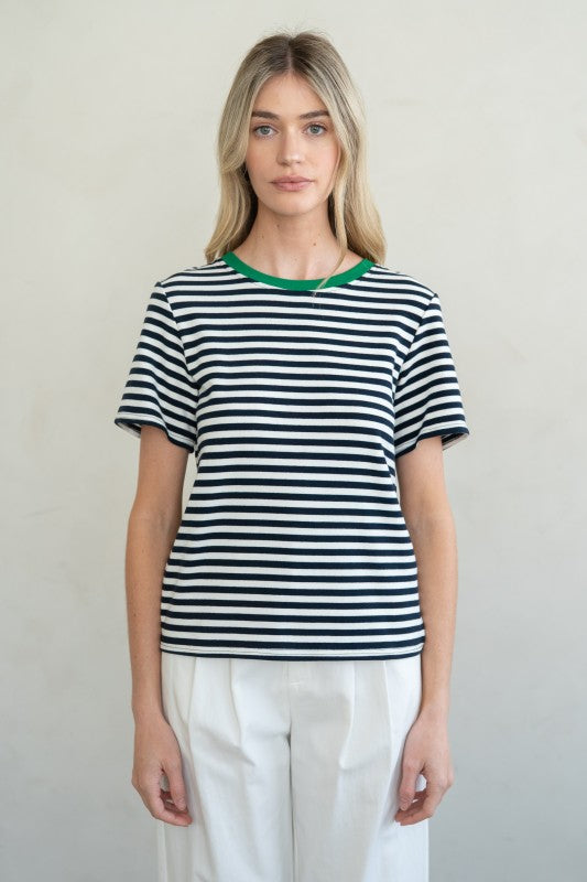 navy stripe classic fit tee