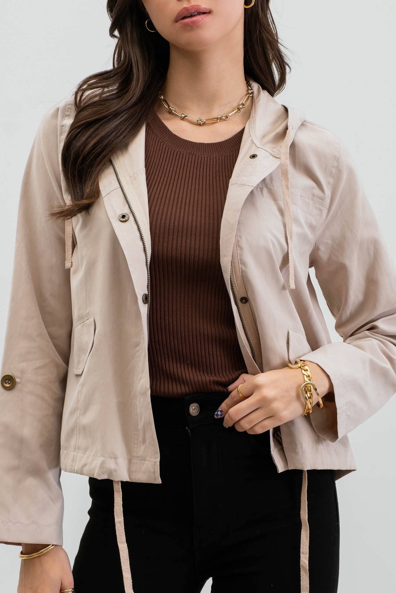 Snap in place zip up
