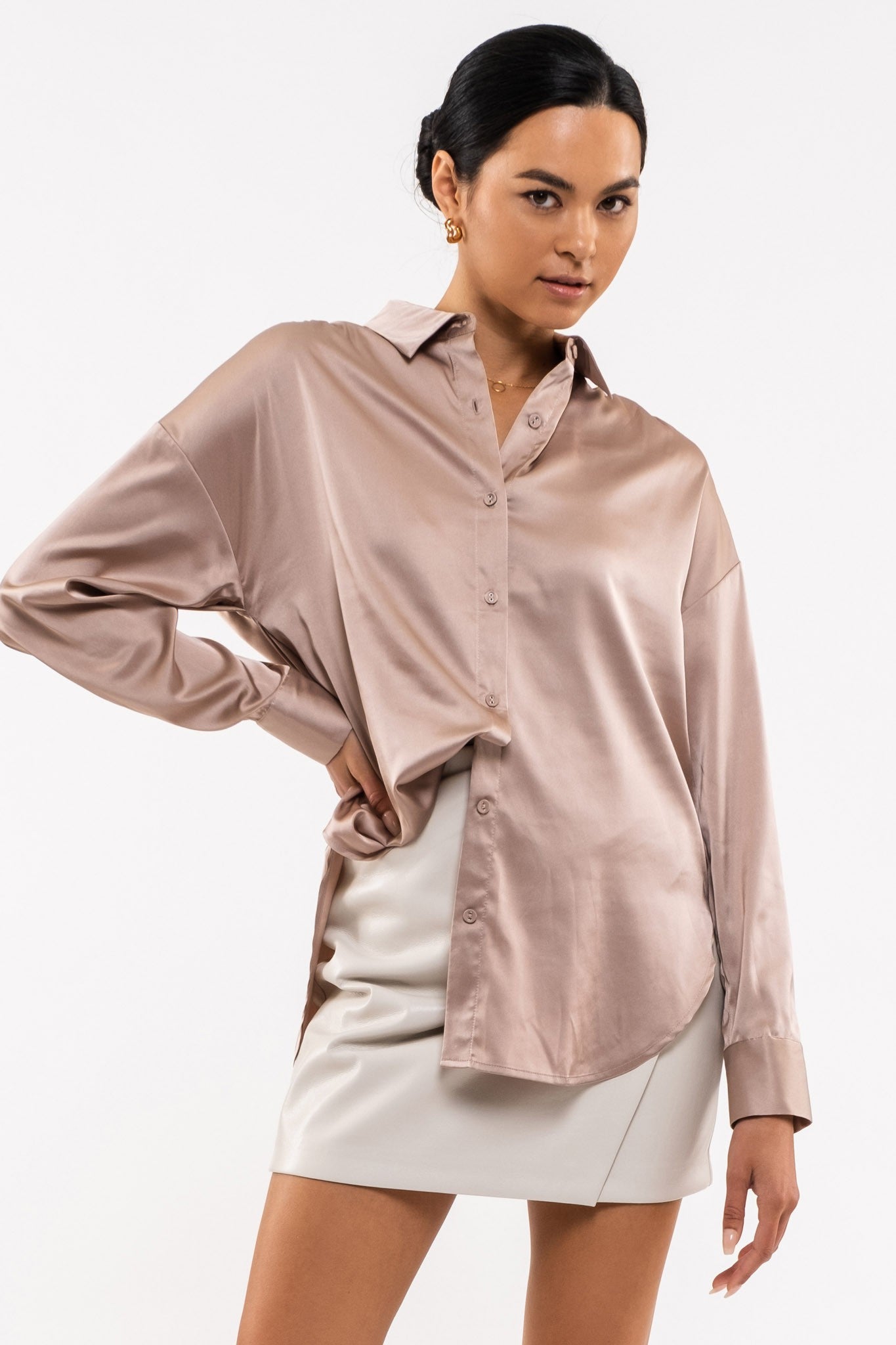 Satin mocha blouse