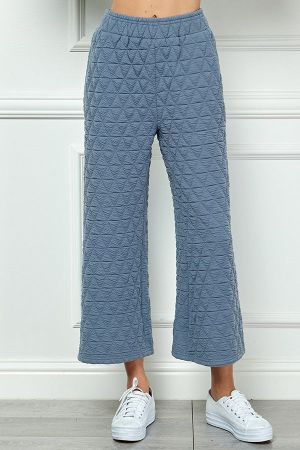 Quilted Cropped Wide Pants