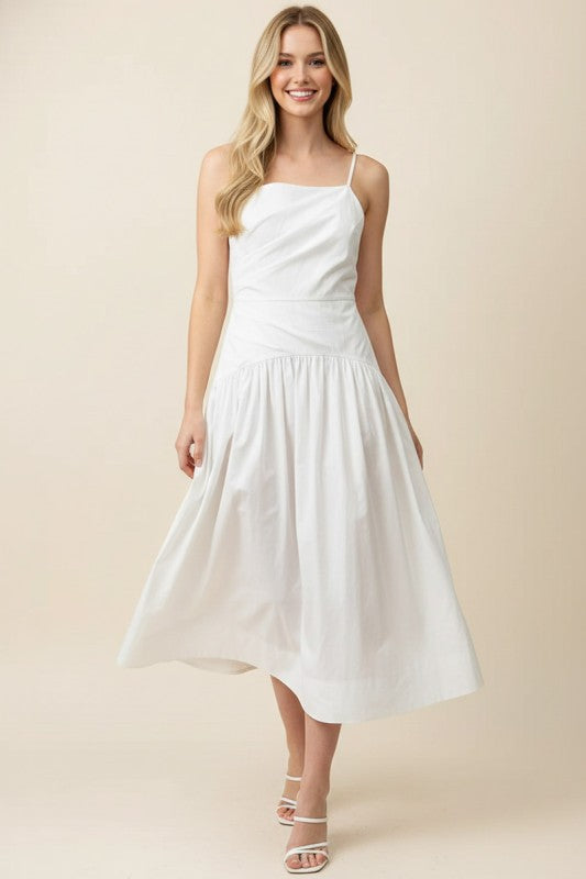 square neck a-line midi dress