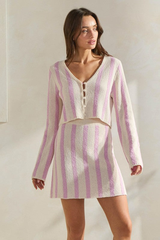 Sierra stripe terry skirt set