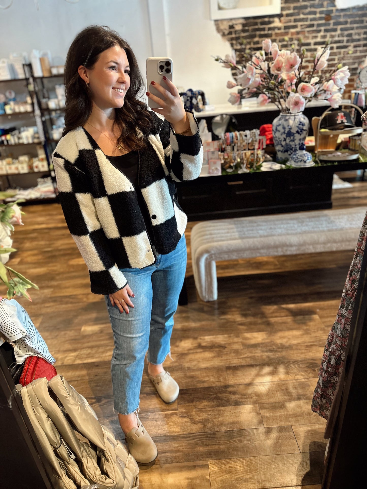 Checkmate fleece button snap jacket