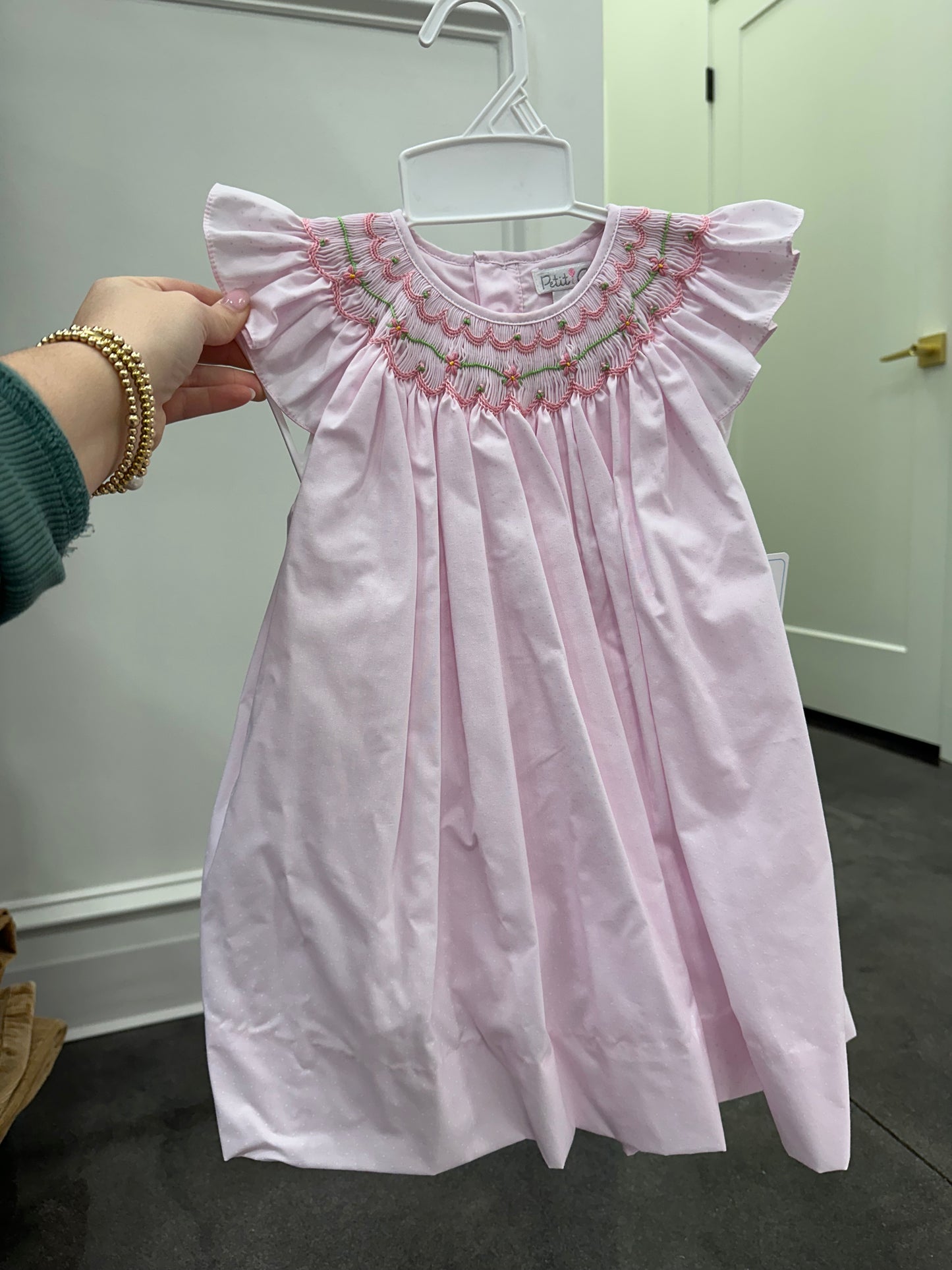 Baby girl smocked pink dress