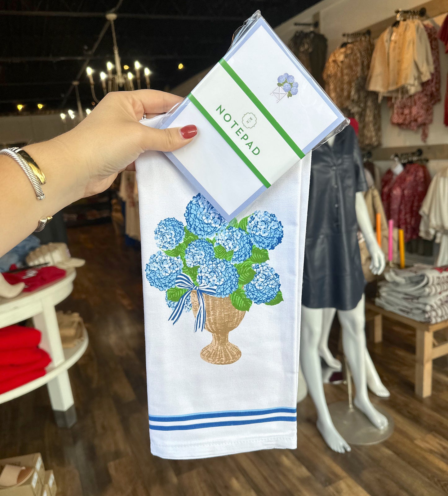 Hydrangeas Urn Tea Towel