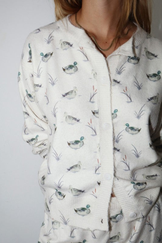 cream duck cardigan