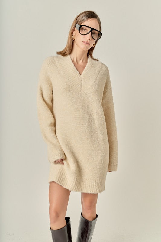V Neck Knit Dress