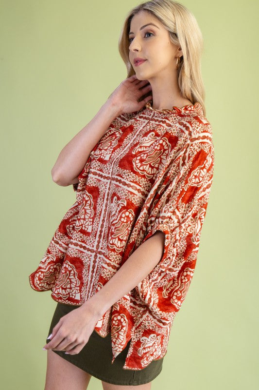 printed dolman sleeve top (2 colors)