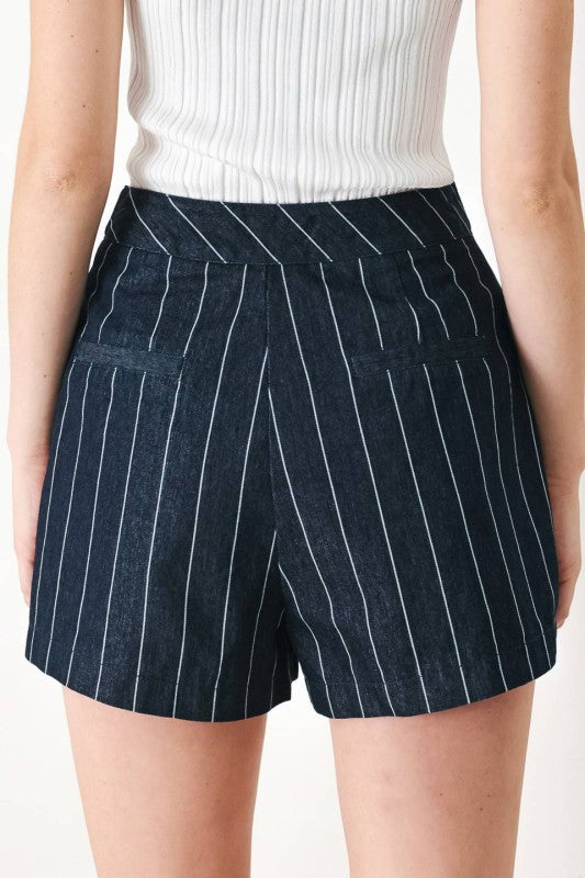 denim stripe skort